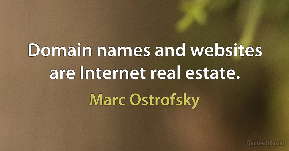 Domain names and websites are Internet real estate. (Marc Ostrofsky)