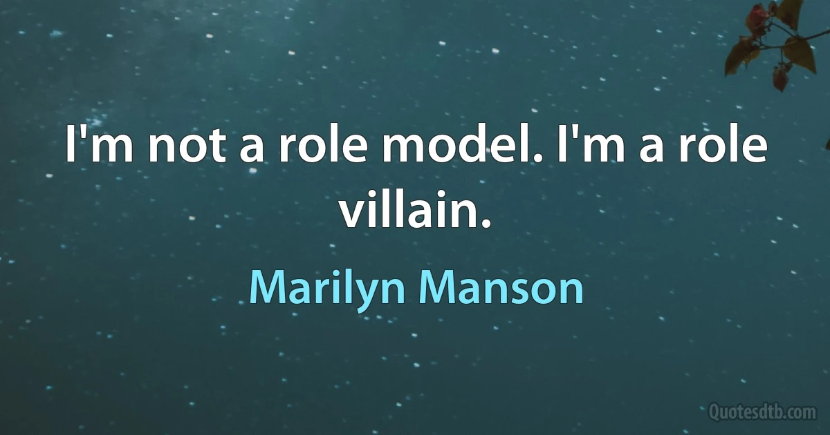 I'm not a role model. I'm a role villain. (Marilyn Manson)