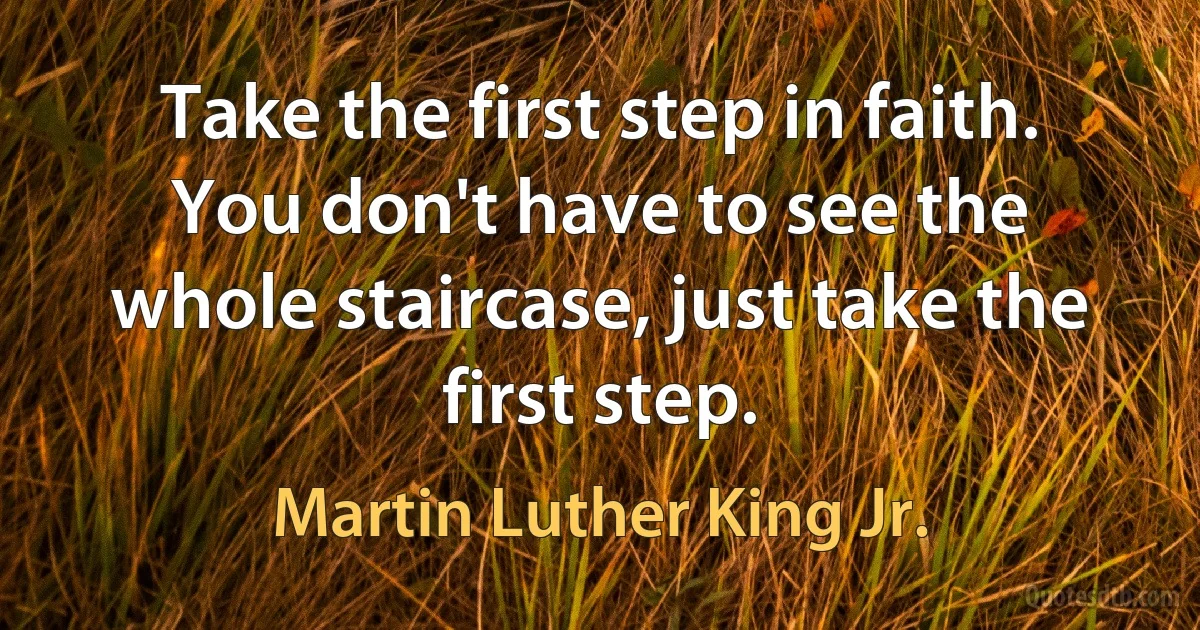 Take the first step in faith. You don't have to see the whole staircase, just take the first step. (Martin Luther King Jr.)