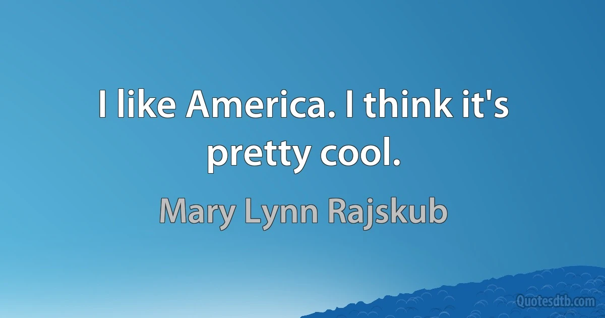 I like America. I think it's pretty cool. (Mary Lynn Rajskub)