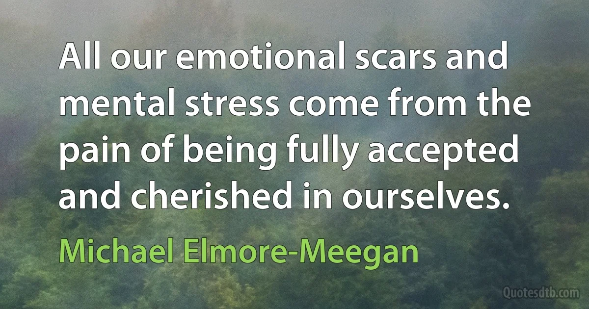 All our emotional scars and mental stress come from the pain of being fully accepted and cherished in ourselves. (Michael Elmore-Meegan)