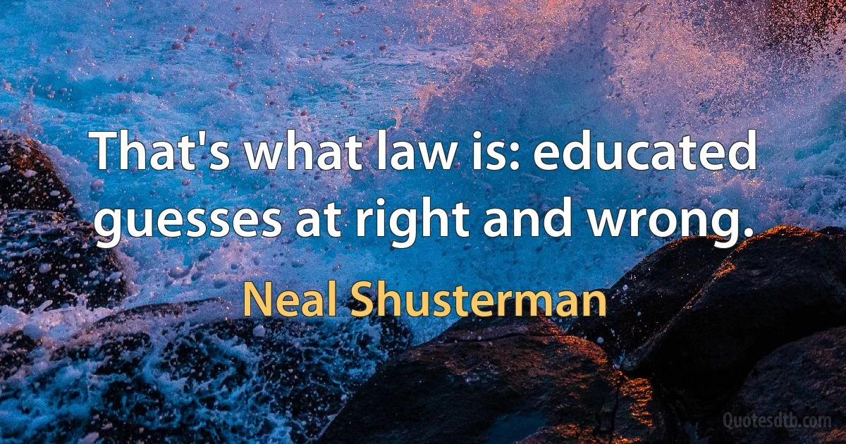 That's what law is: educated guesses at right and wrong. (Neal Shusterman)