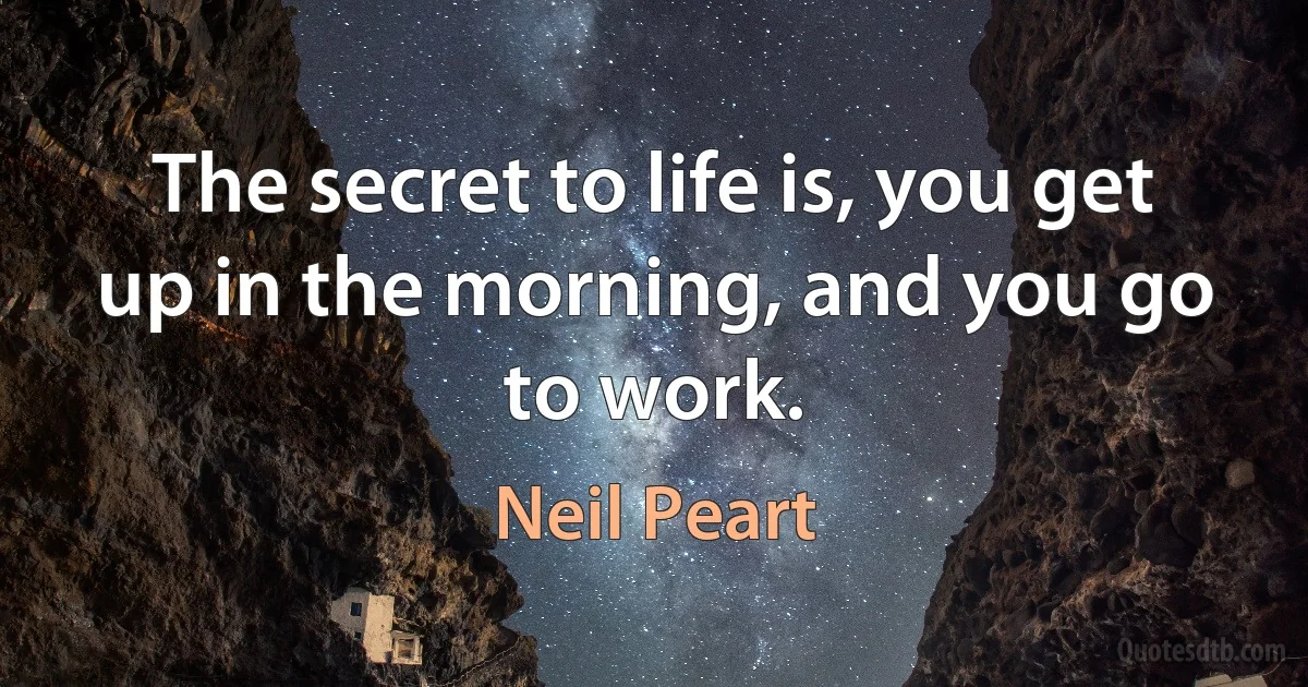 The secret to life is, you get up in the morning, and you go to work. (Neil Peart)