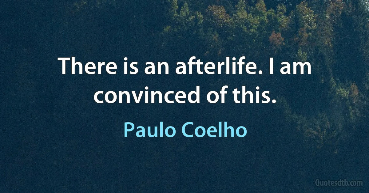 There is an afterlife. I am convinced of this. (Paulo Coelho)