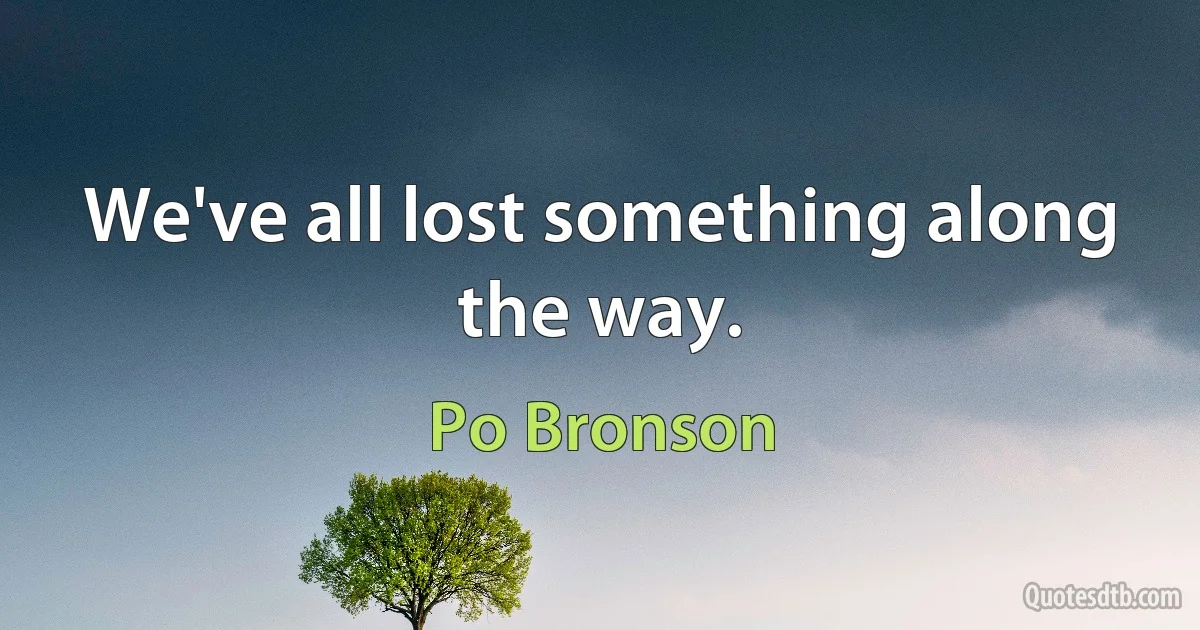 We've all lost something along the way. (Po Bronson)