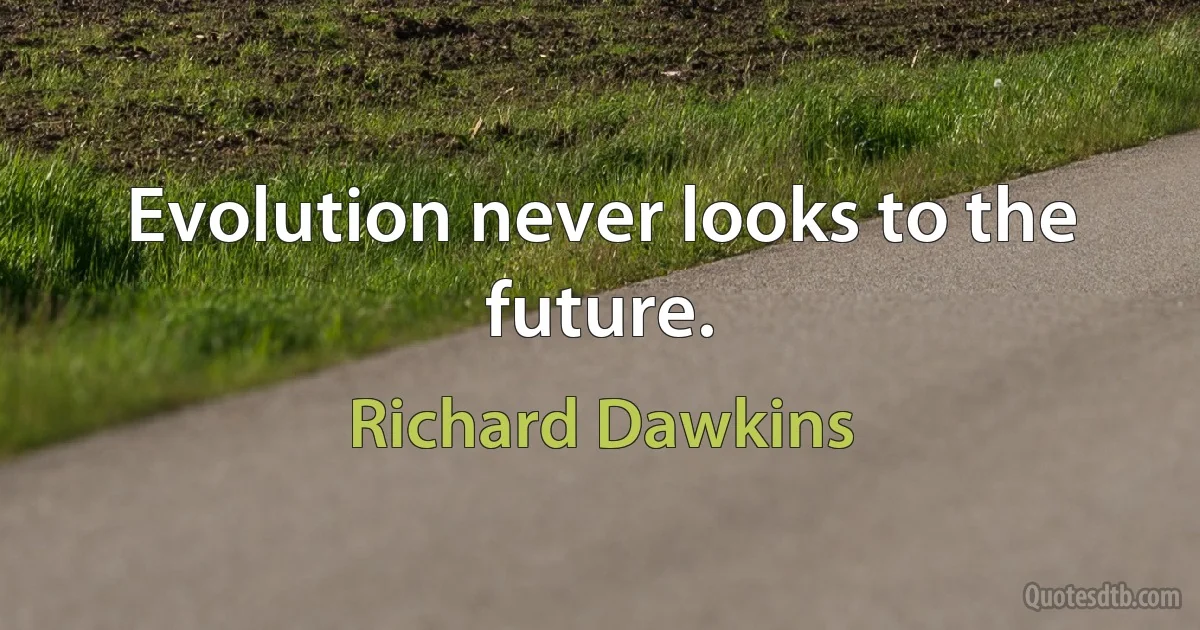 Evolution never looks to the future. (Richard Dawkins)