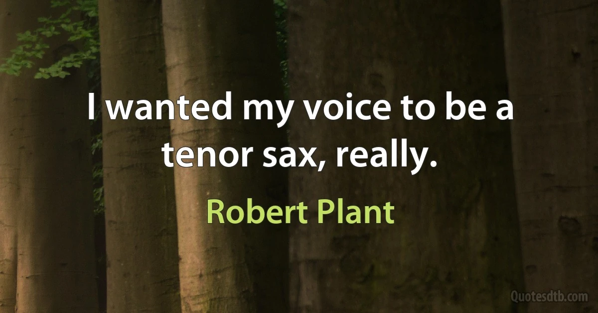 I wanted my voice to be a tenor sax, really. (Robert Plant)