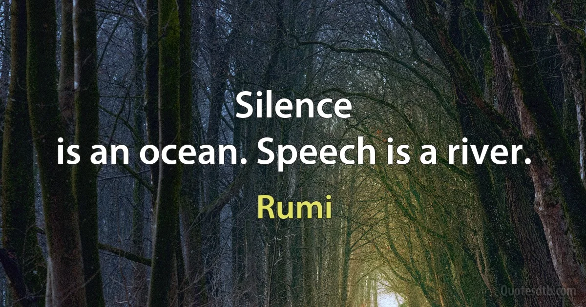 Silence
is an ocean. Speech is a river. (Rumi)