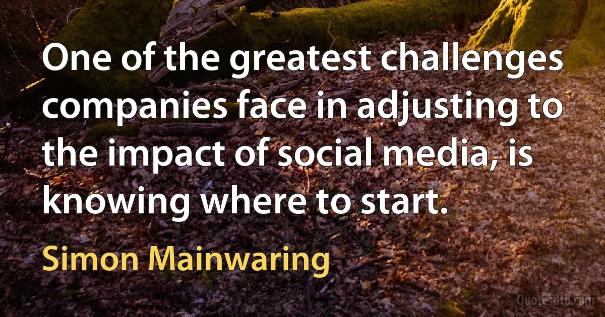 One of the greatest challenges companies face in adjusting to the impact of social media, is knowing where to start. (Simon Mainwaring)