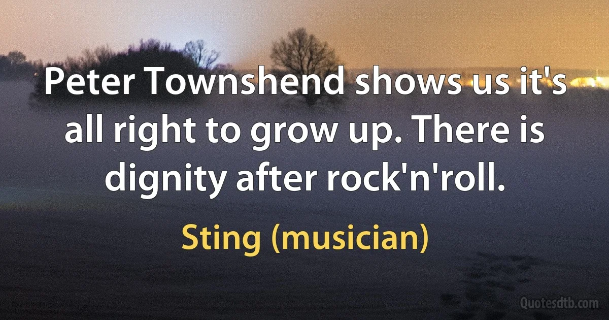 Peter Townshend shows us it's all right to grow up. There is dignity after rock'n'roll. (Sting (musician))