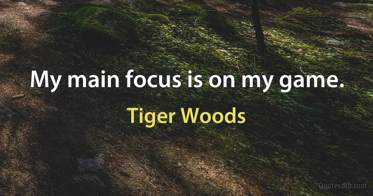 My main focus is on my game. (Tiger Woods)