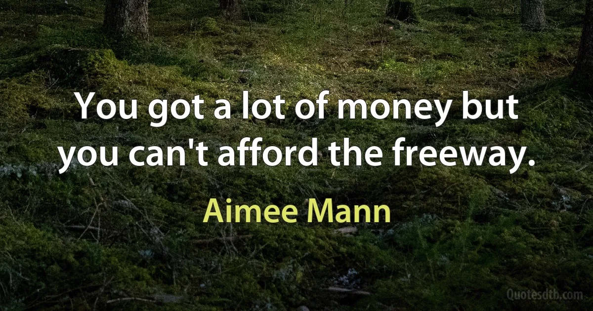 You got a lot of money but you can't afford the freeway. (Aimee Mann)