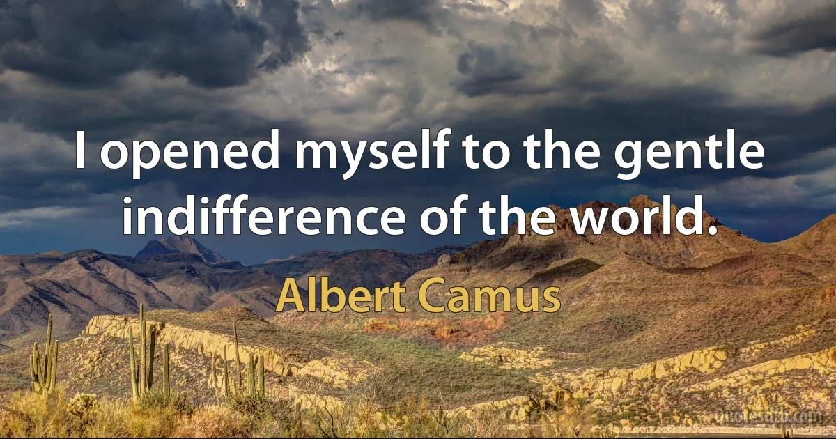 I opened myself to the gentle indifference of the world. (Albert Camus)