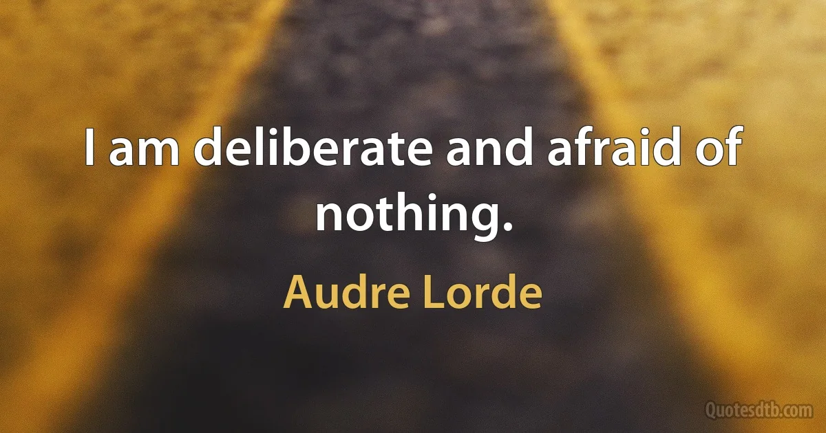 I am deliberate and afraid of nothing. (Audre Lorde)