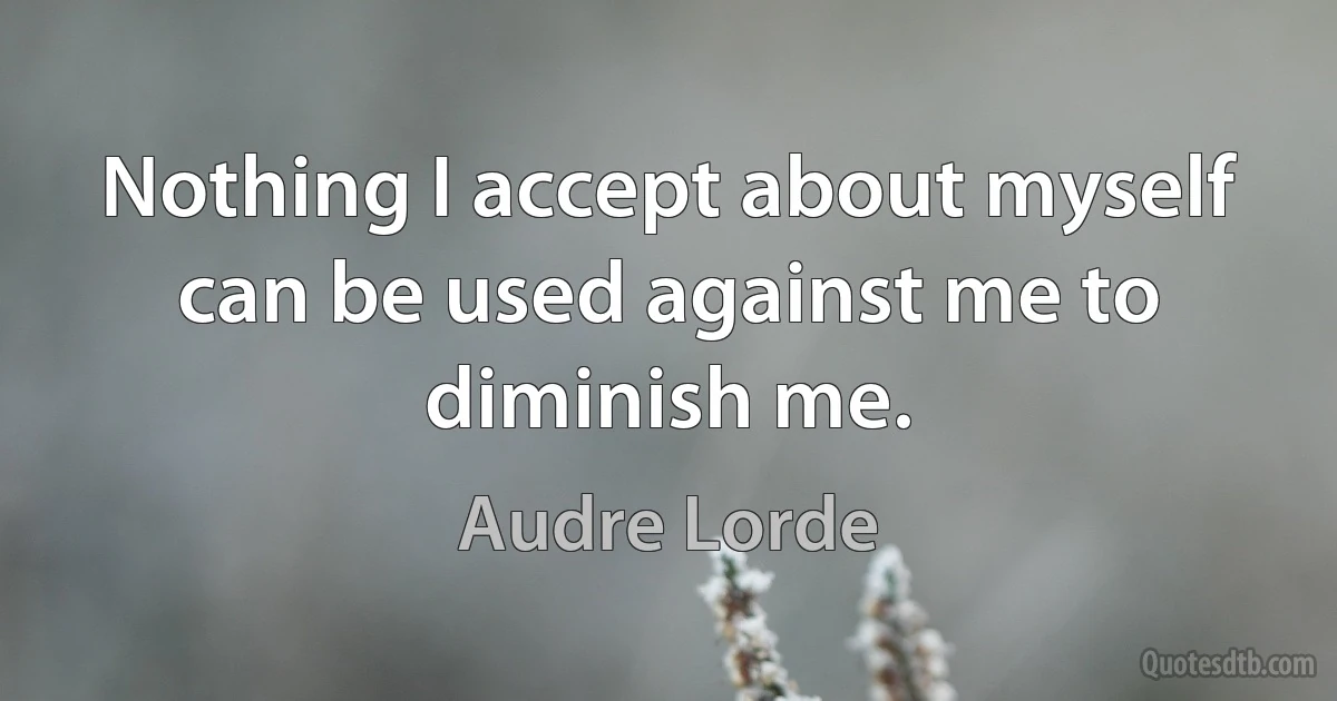 Nothing I accept about myself can be used against me to diminish me. (Audre Lorde)