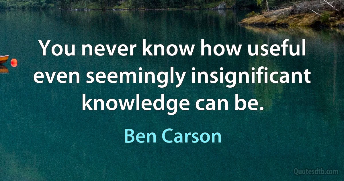 You never know how useful even seemingly insignificant knowledge can be. (Ben Carson)