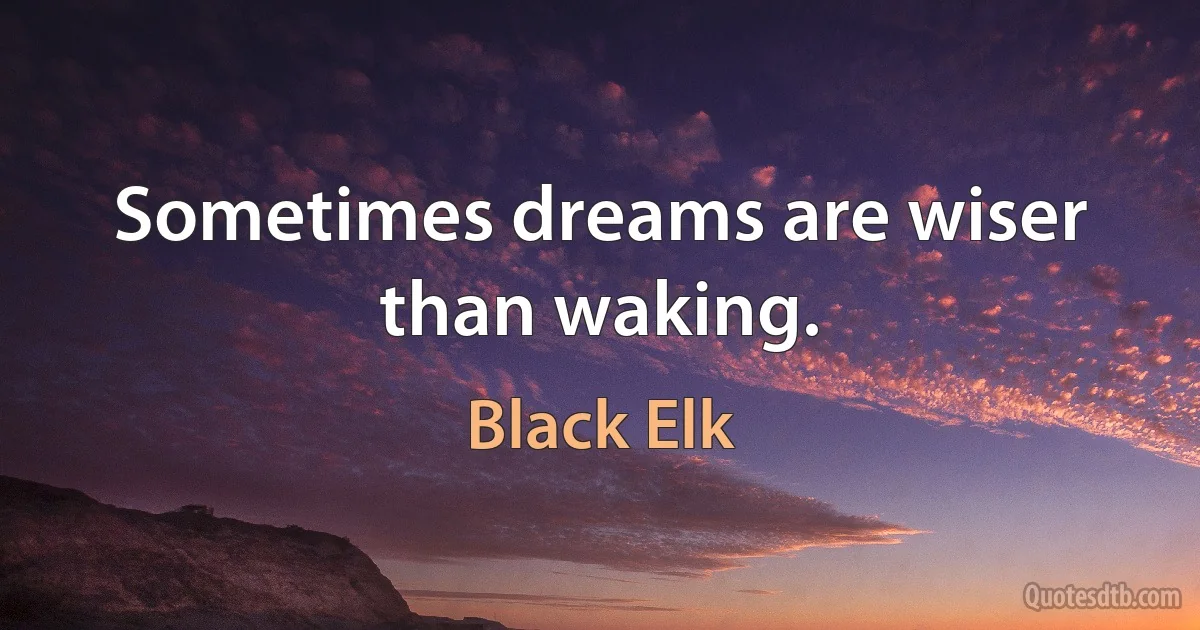 Sometimes dreams are wiser than waking. (Black Elk)