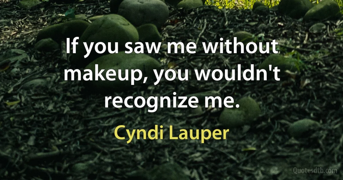 If you saw me without makeup, you wouldn't recognize me. (Cyndi Lauper)