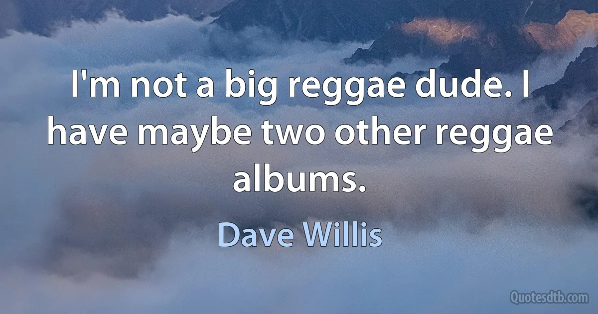 I'm not a big reggae dude. I have maybe two other reggae albums. (Dave Willis)