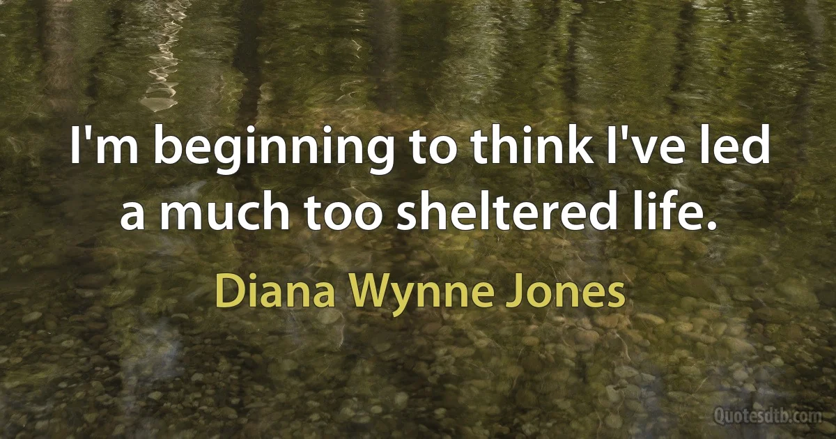 I'm beginning to think I've led a much too sheltered life. (Diana Wynne Jones)