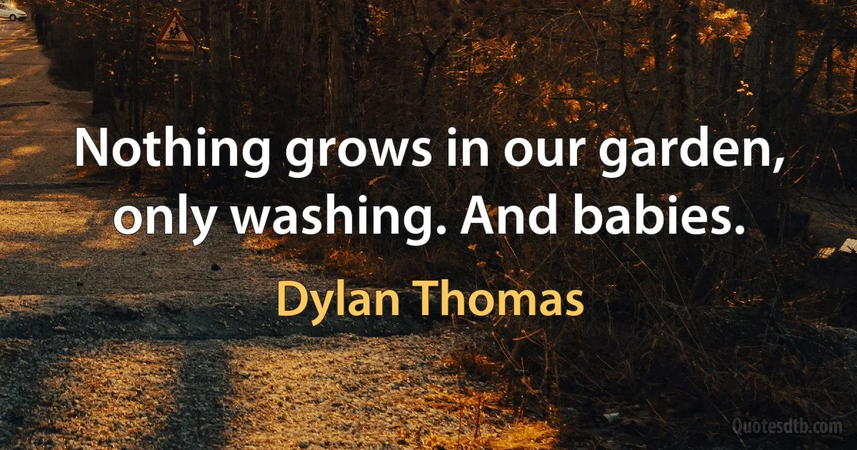 Nothing grows in our garden, only washing. And babies. (Dylan Thomas)