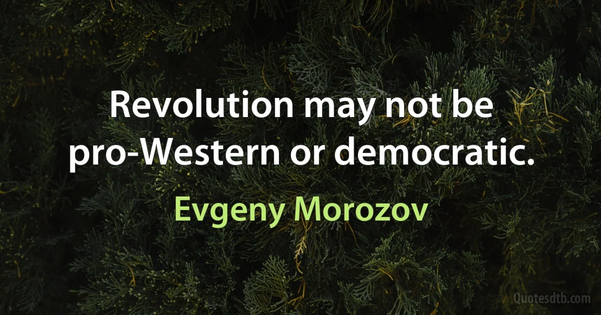 Revolution may not be pro-Western or democratic. (Evgeny Morozov)