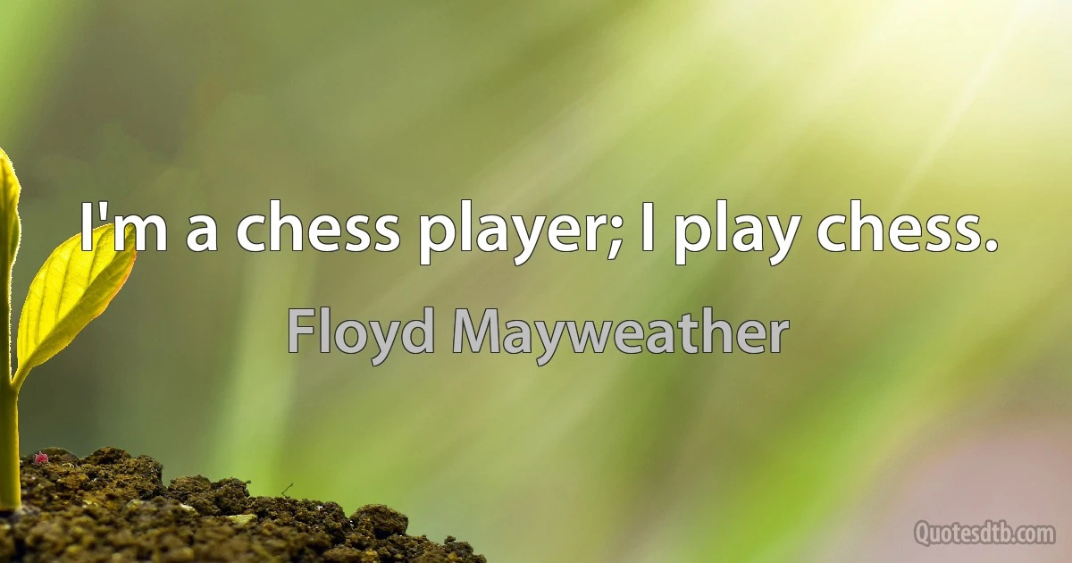 I'm a chess player; I play chess. (Floyd Mayweather)