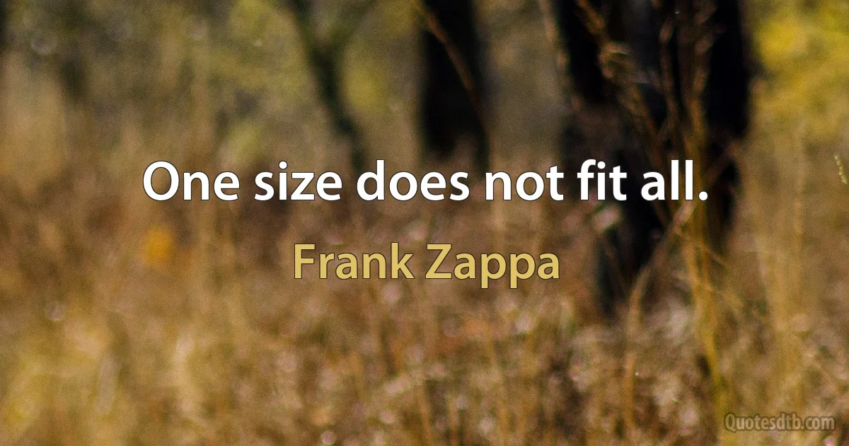 One size does not fit all. (Frank Zappa)