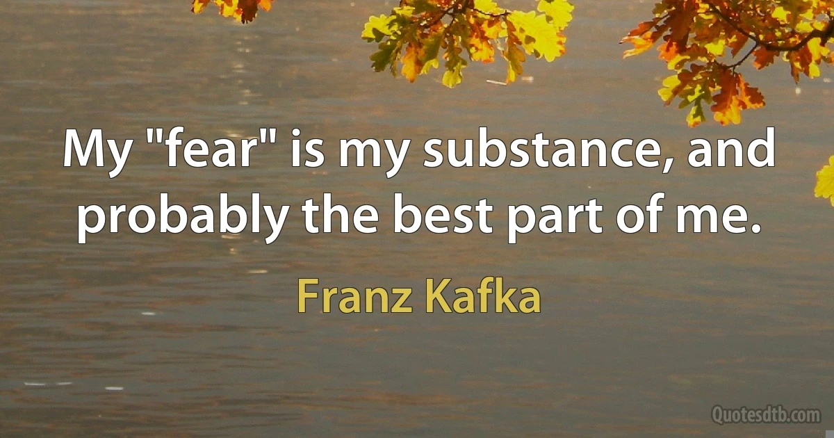 My "fear" is my substance, and probably the best part of me. (Franz Kafka)