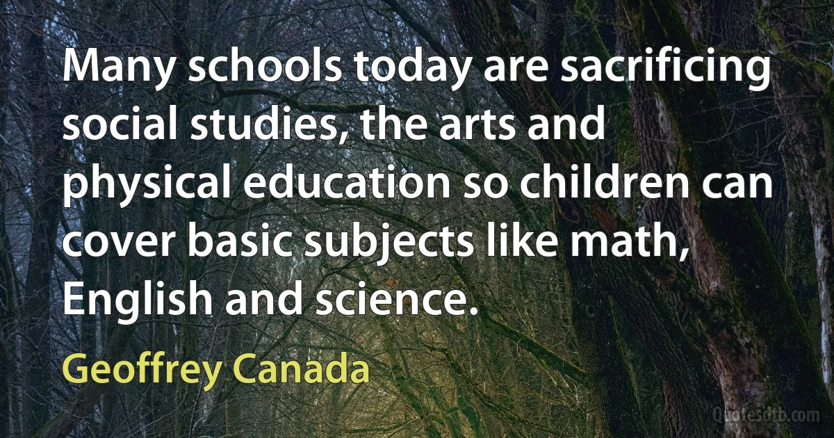 Many schools today are sacrificing social studies, the arts and physical education so children can cover basic subjects like math, English and science. (Geoffrey Canada)