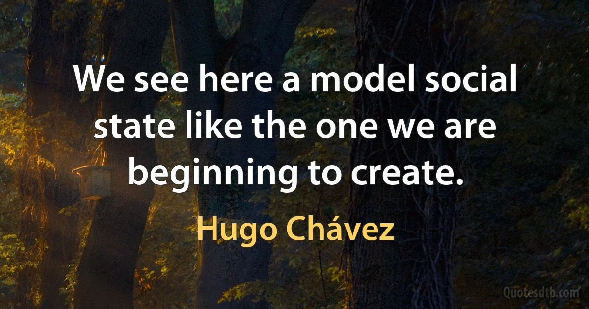 We see here a model social state like the one we are beginning to create. (Hugo Chávez)