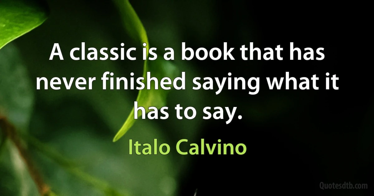 A classic is a book that has never finished saying what it has to say. (Italo Calvino)