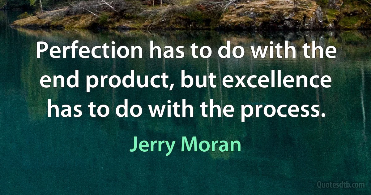 Perfection has to do with the end product, but excellence has to do with the process. (Jerry Moran)