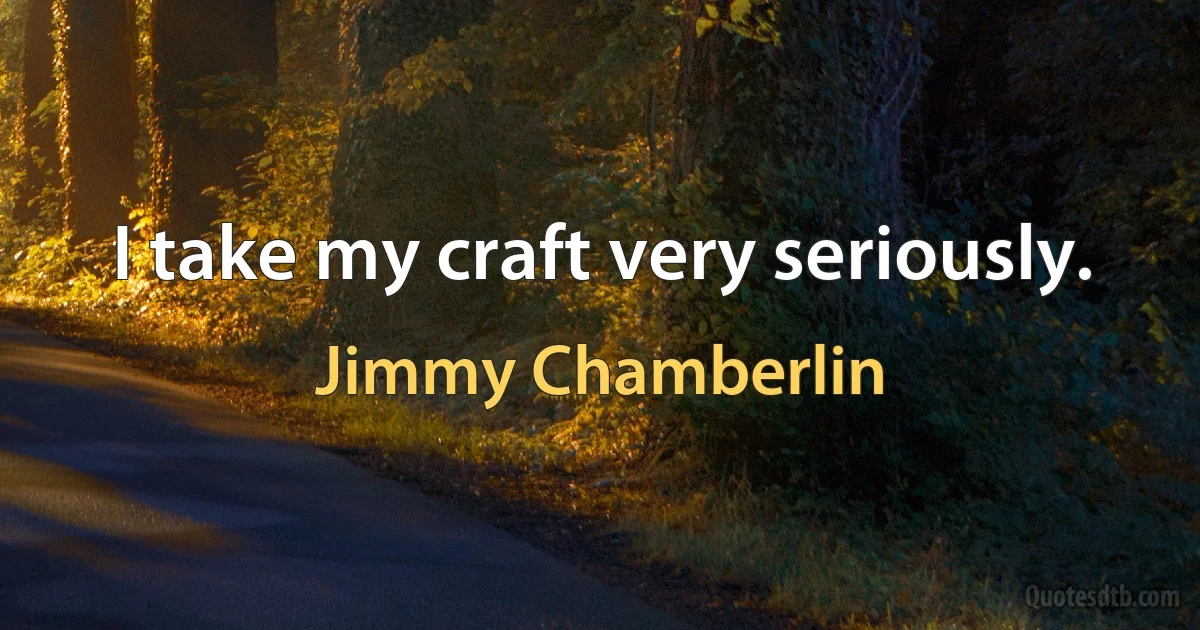 I take my craft very seriously. (Jimmy Chamberlin)