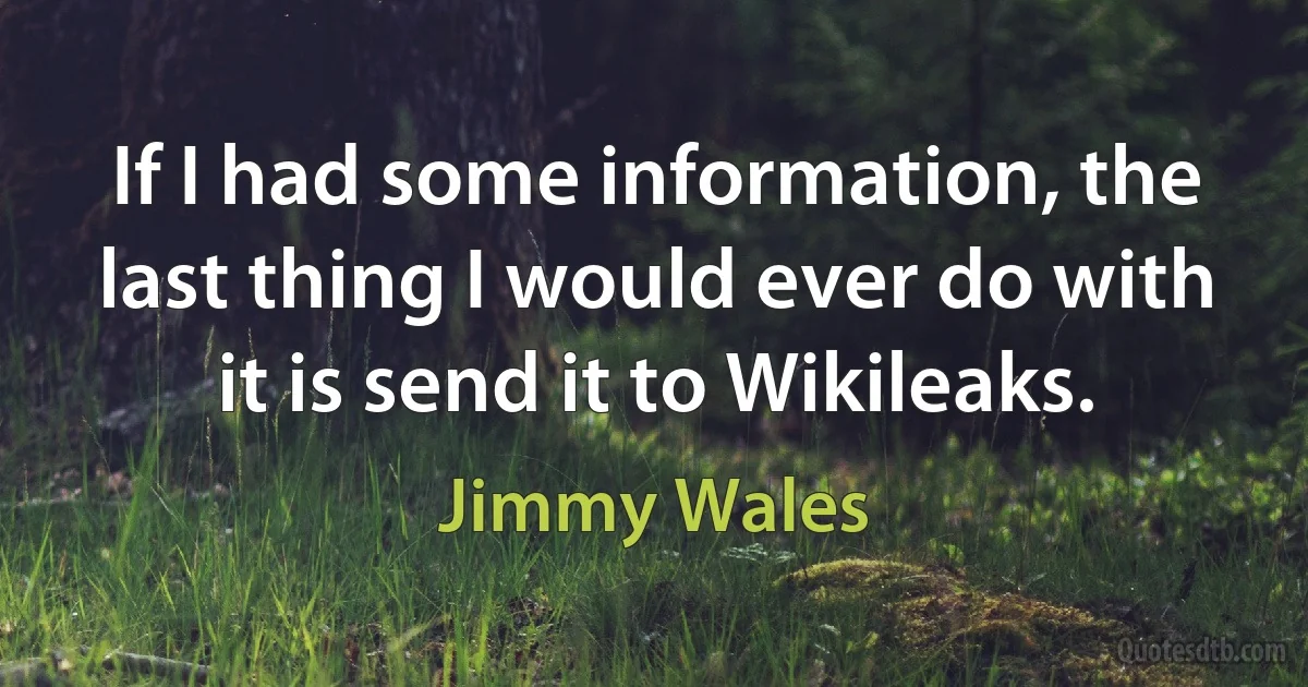 If I had some information, the last thing I would ever do with it is send it to Wikileaks. (Jimmy Wales)