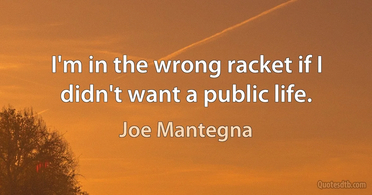 I'm in the wrong racket if I didn't want a public life. (Joe Mantegna)