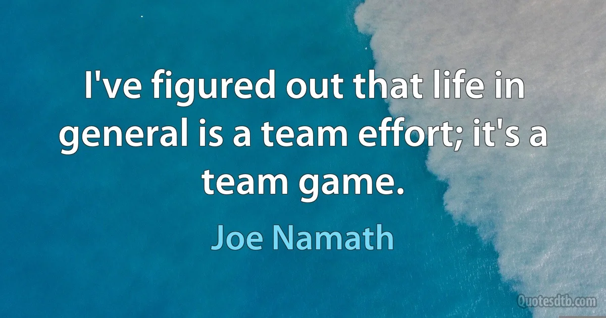 I've figured out that life in general is a team effort; it's a team game. (Joe Namath)