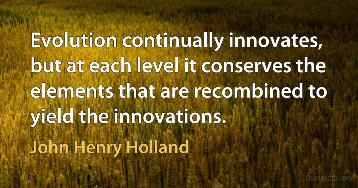 Evolution continually innovates, but at each level it conserves the elements that are recombined to yield the innovations. (John Henry Holland)