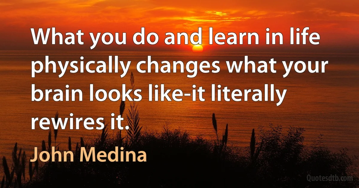 What you do and learn in life physically changes what your brain looks like-it literally rewires it. (John Medina)