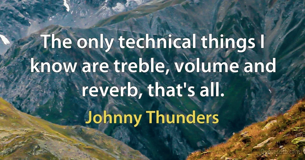 The only technical things I know are treble, volume and reverb, that's all. (Johnny Thunders)