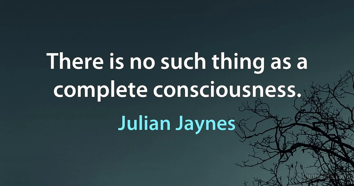 There is no such thing as a complete consciousness. (Julian Jaynes)