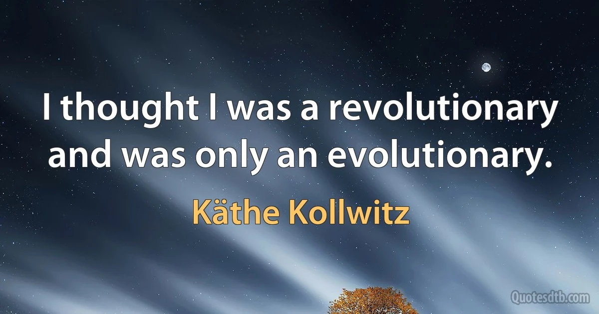 I thought I was a revolutionary and was only an evolutionary. (Käthe Kollwitz)