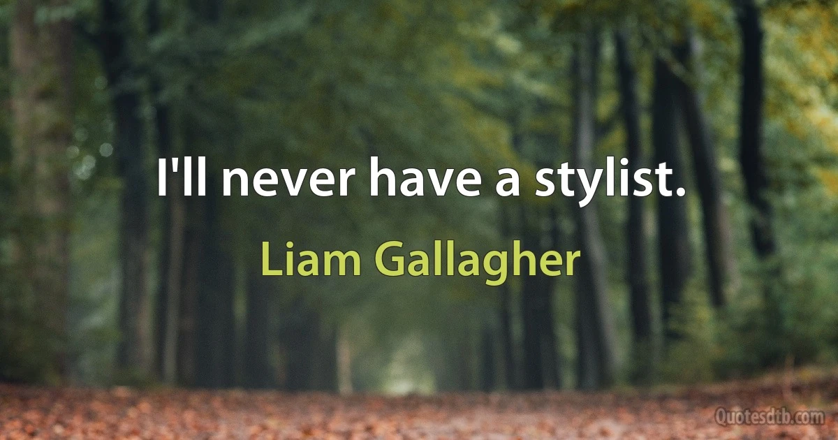 I'll never have a stylist. (Liam Gallagher)