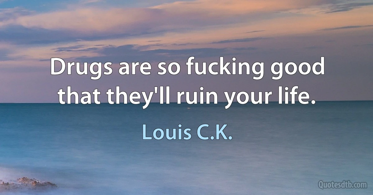 Drugs are so fucking good that they'll ruin your life. (Louis C.K.)