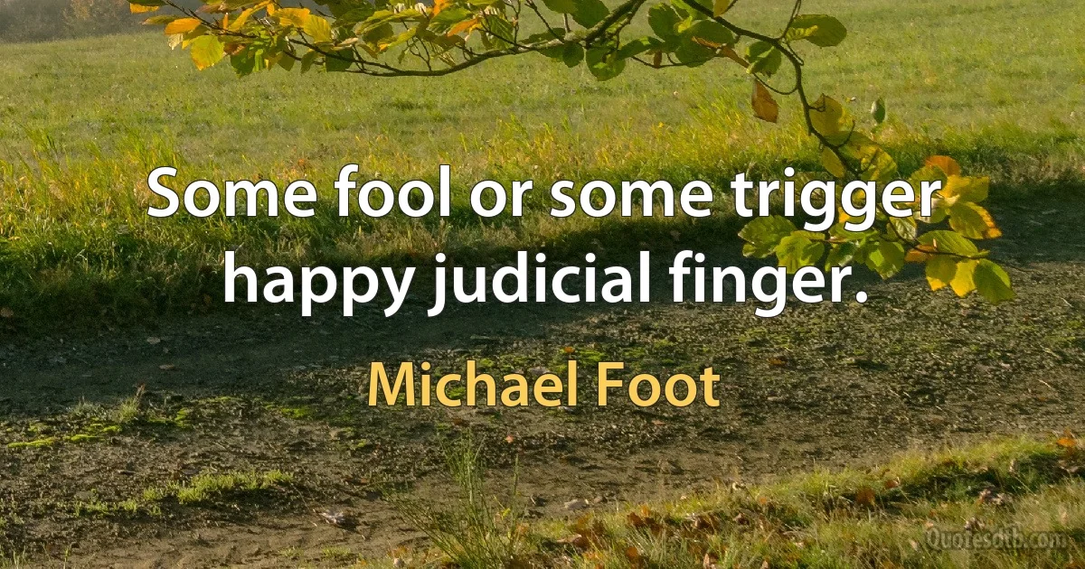 Some fool or some trigger happy judicial finger. (Michael Foot)