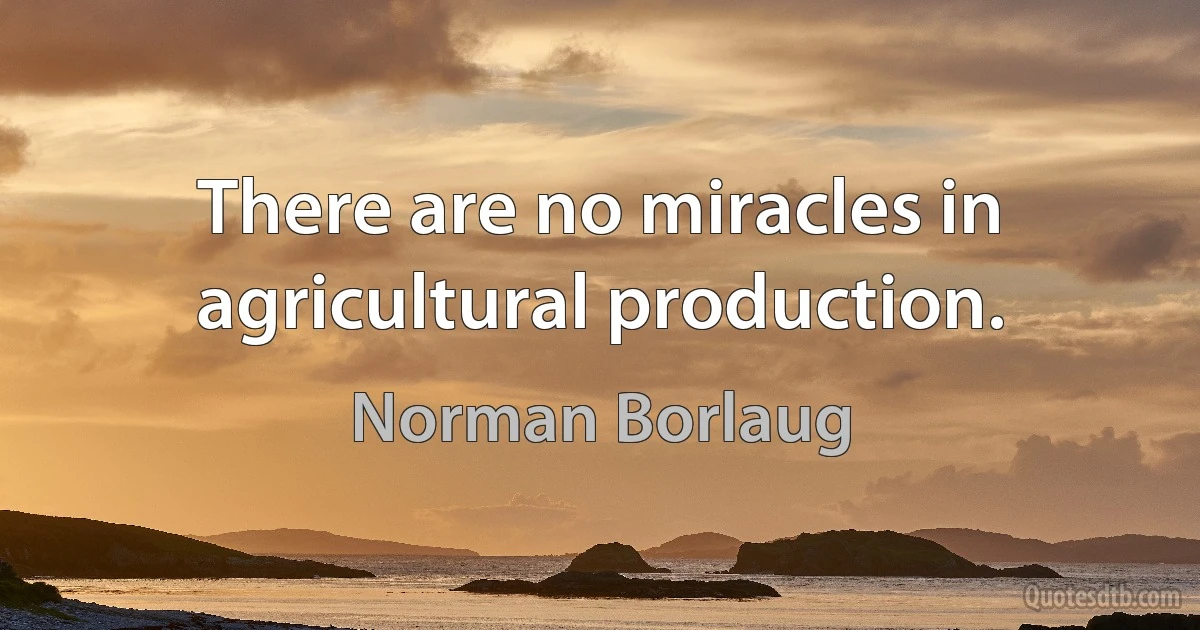 There are no miracles in agricultural production. (Norman Borlaug)