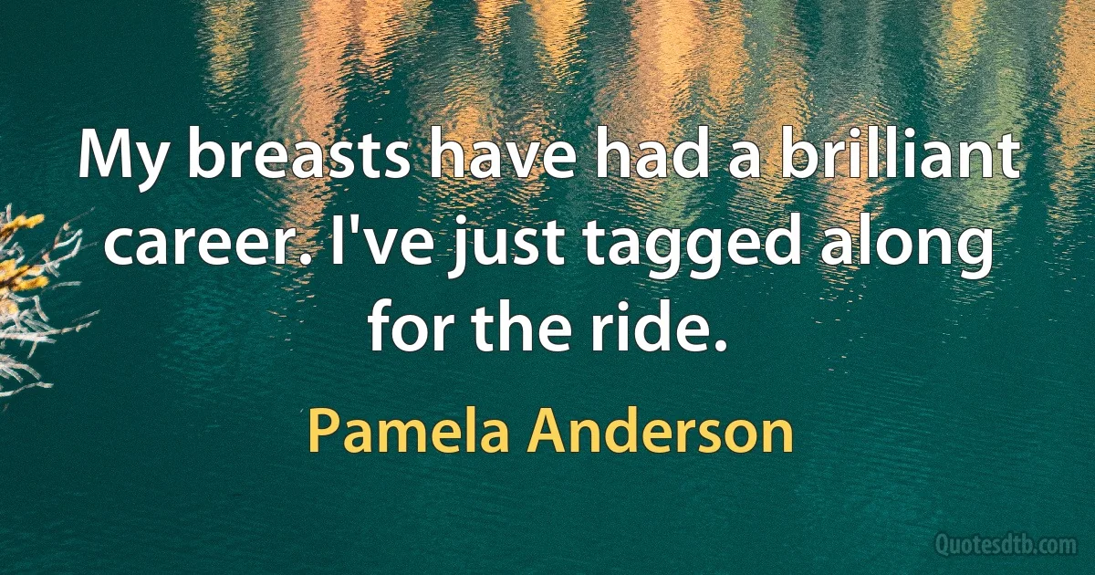 My breasts have had a brilliant career. I've just tagged along for the ride. (Pamela Anderson)