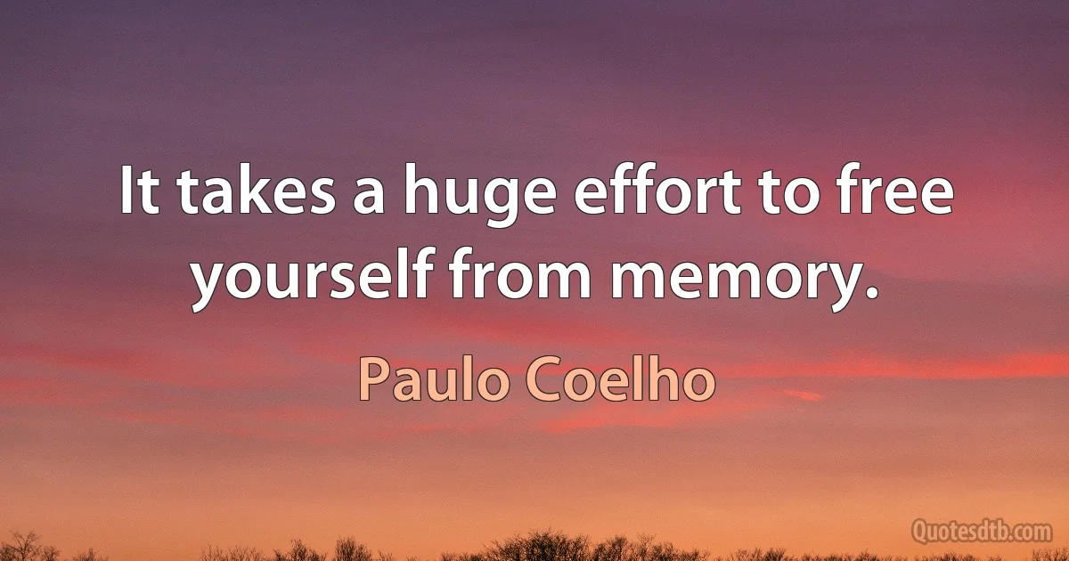 It takes a huge effort to free yourself from memory. (Paulo Coelho)