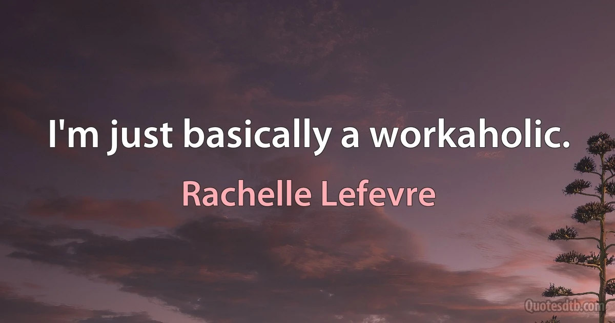 I'm just basically a workaholic. (Rachelle Lefevre)