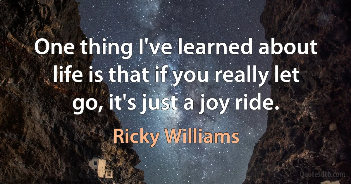 One thing I've learned about life is that if you really let go, it's just a joy ride. (Ricky Williams)